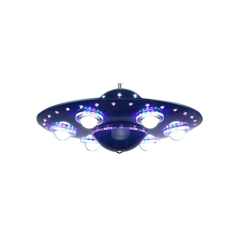 Moderne stijl Blue Kroonluchter UFO Six Lights Metal Pendant Lamp voor kinderslaapkamer