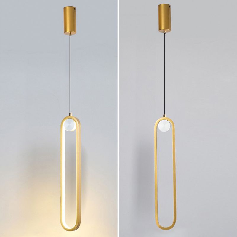 Elliptical Metal Shape Pendant Lamp Modern Minimalist 1 Light LED Hanging Lamp for Living Room