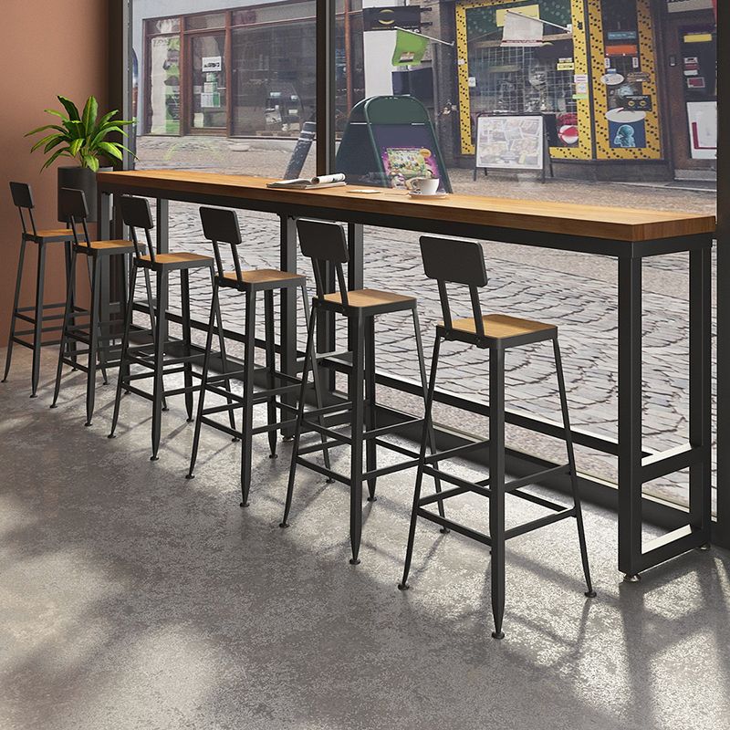 Industrial Solid Wood Pub Table Bar Height Rectangle Bar Table for Indoor