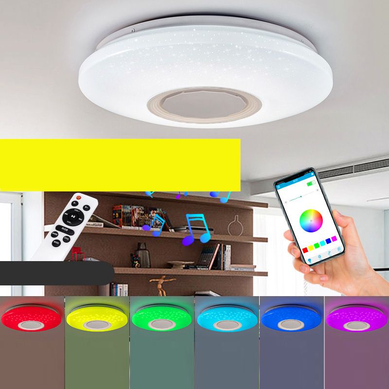 Modern Minimalist Style LED Flush Mount Ceiling Fixture Phone Control Light Bedroom Light
