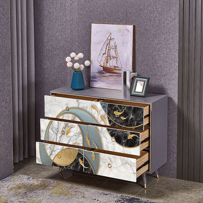 Wooden Storage Chest Dresser Classic Glam Storage Chest with Drawers