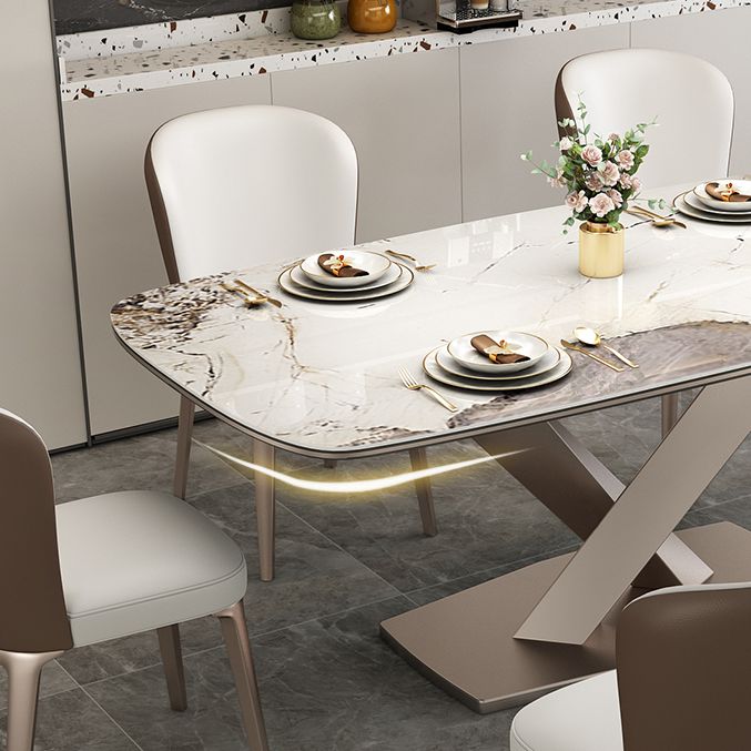 Traditional Luxury Pedestal Furniture Stone Dining Table for Dining Room