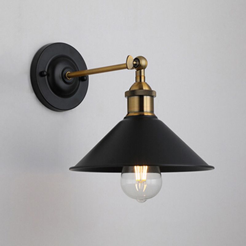 1 Light Metal Geometric Wall Lighting Fixtures Industrial Style Wall Mounted Light Fixture in Black