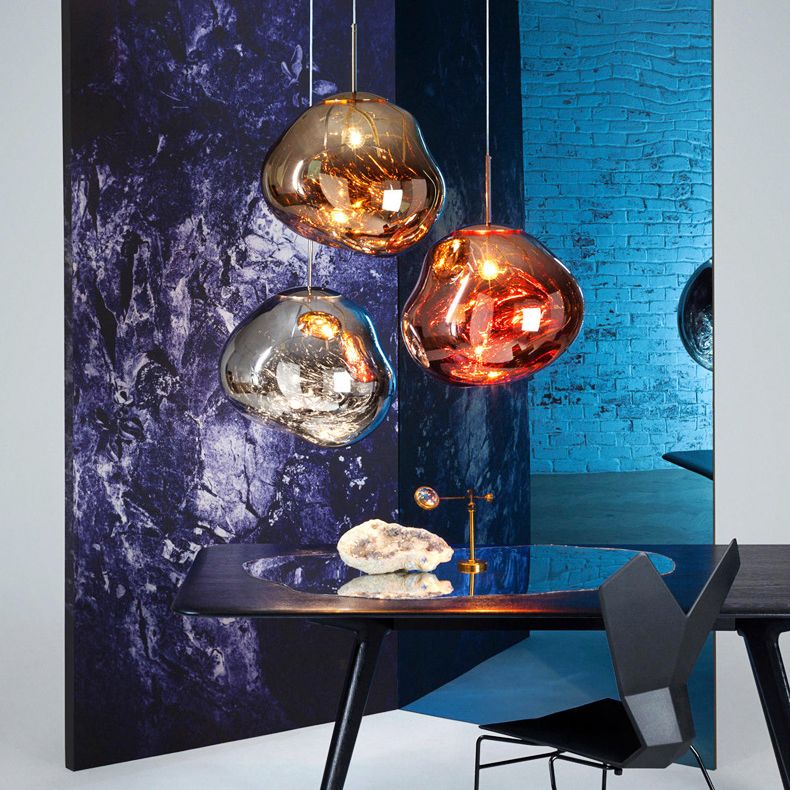 Irregular Electroplated Lava Glass Pendant Light 1 Lights Minimalist Post-modern Lighting Fixture for Restaurant Bar