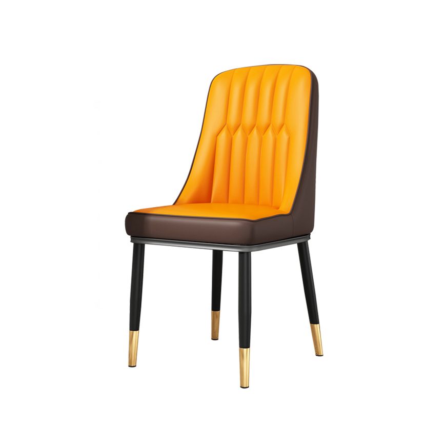 Silla auxiliar escandinava para el hogar, silla de comedor tapizada de Metal con respaldo Parsons