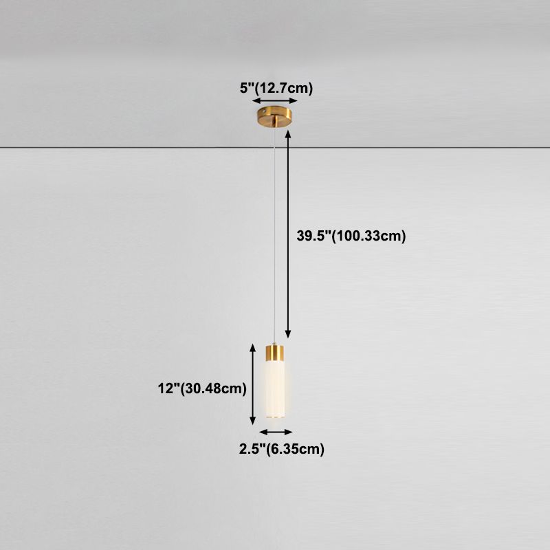 Zeitgenössischer Stil Zylinderform Pendelleuchte Leuchte Metall 1 Lichthängerlampe in Gold