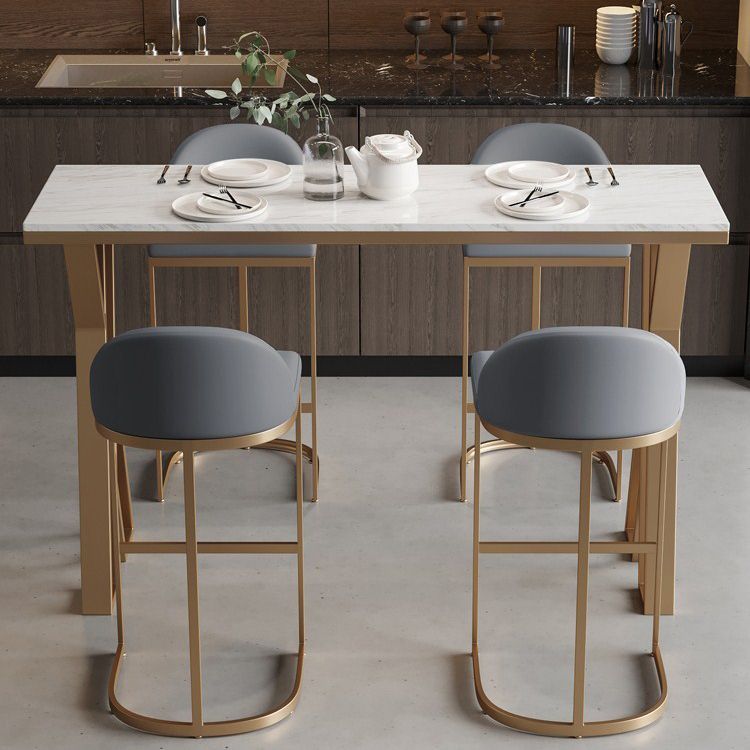 Modern Bistro Table with Double Pedestal White Marble Top Bar Table