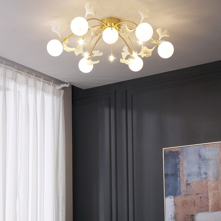 Lámpara de lámpara de montaje de techo redondo de vidrio estilo estilo blanco semi descarga de techo de semi descarga