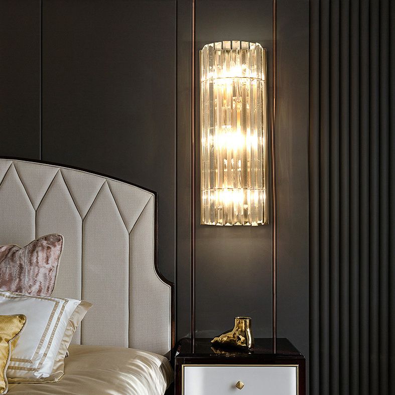 Crystal Gold Wall Light in Modern Concise Style Wrought Iron Rectangular Wall Sconce for Living Room