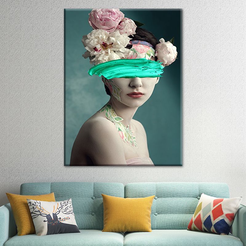 Glamouröses Mixed-Media-Wandkunstdekor mit Frauenmuster in dunkler Farbe für das Esszimmer