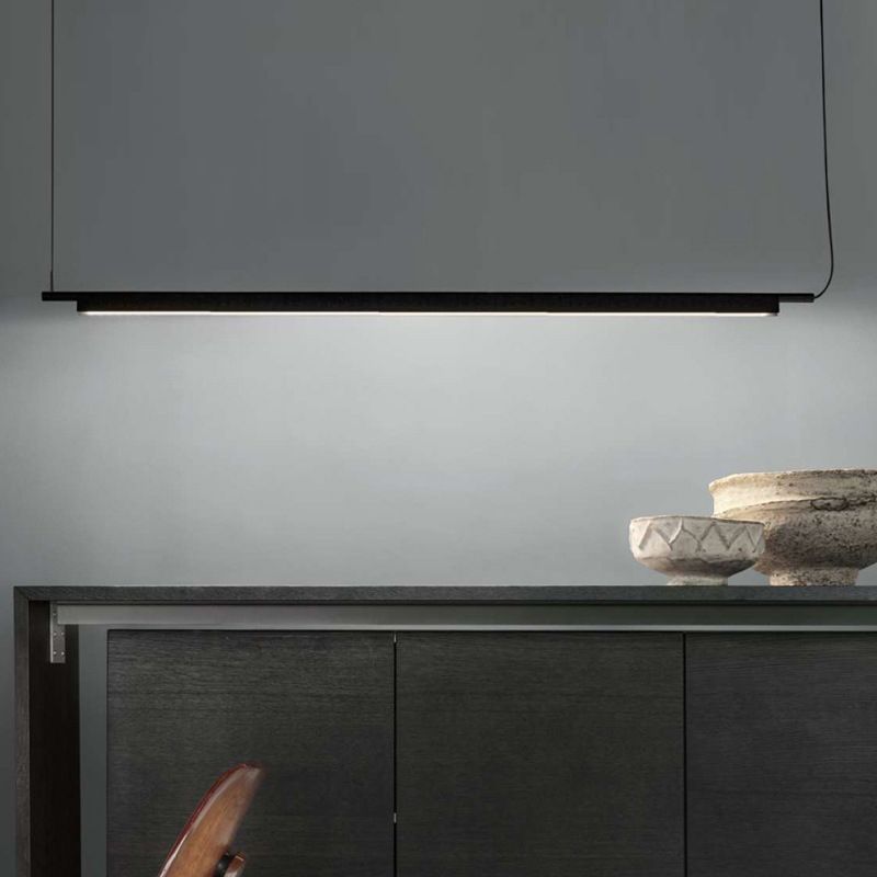 Black / Gold Linear Kitchen Island Fixture Minimalist Metal Ceiling Pendant