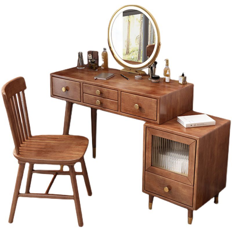 Rubberwood Vanity Table Drawers Simple Scandinavian Makeup Vanity Table