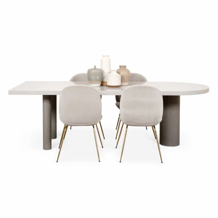 Freiform-Esstisch im minimalistischen Stil, fester Weißton-Tisch mit 3 Beinen