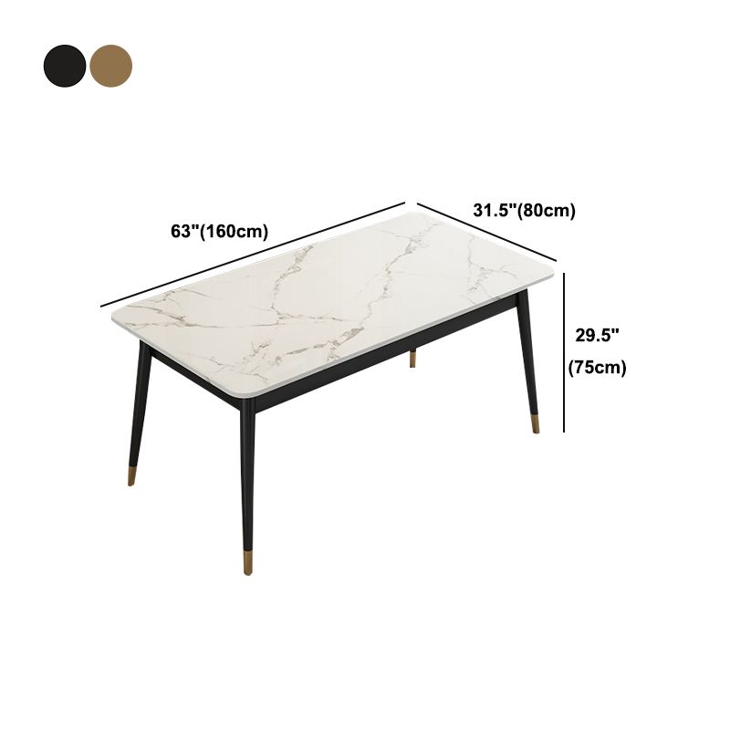Modern Style Rectangle Stone Table Standard Height Dining Table with 4 Legs