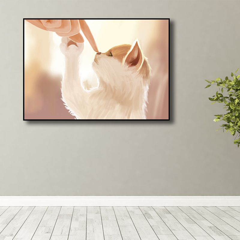 Textured Pastel Color Wrapped Canvas Children's Art Style Animal Pattern Painting