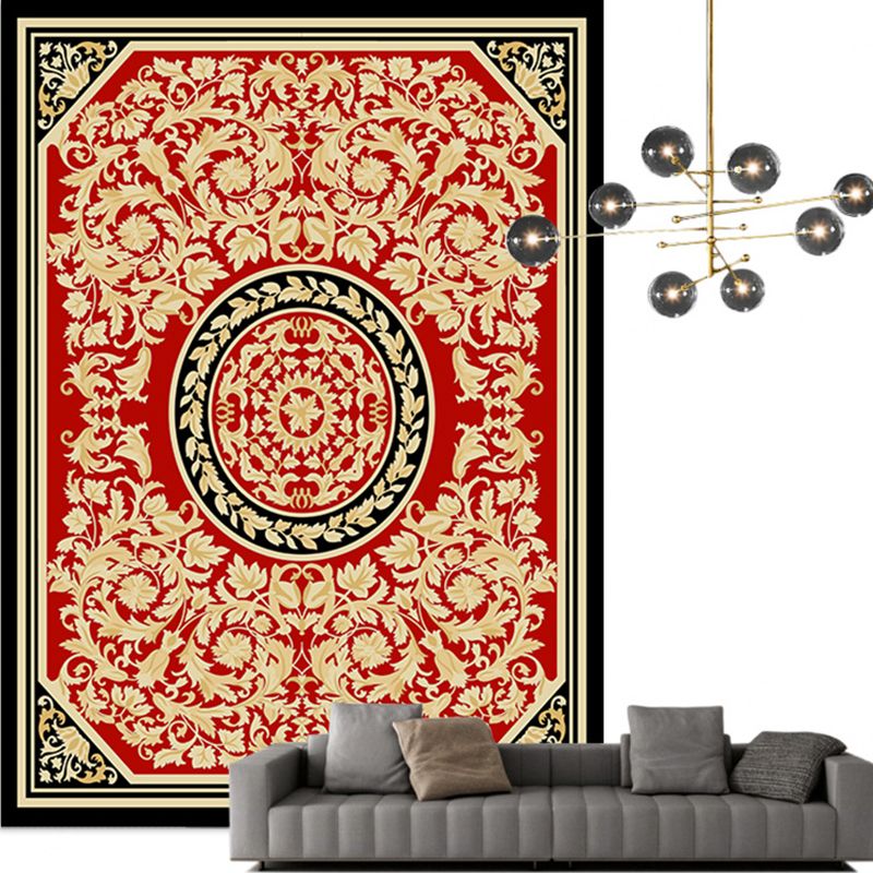 Traditional Multi Color Moroccan Rug Polypropylene Flower Carpet Anti-Slip Backing Pet Friendly Stain Resistant Rug for Living Room