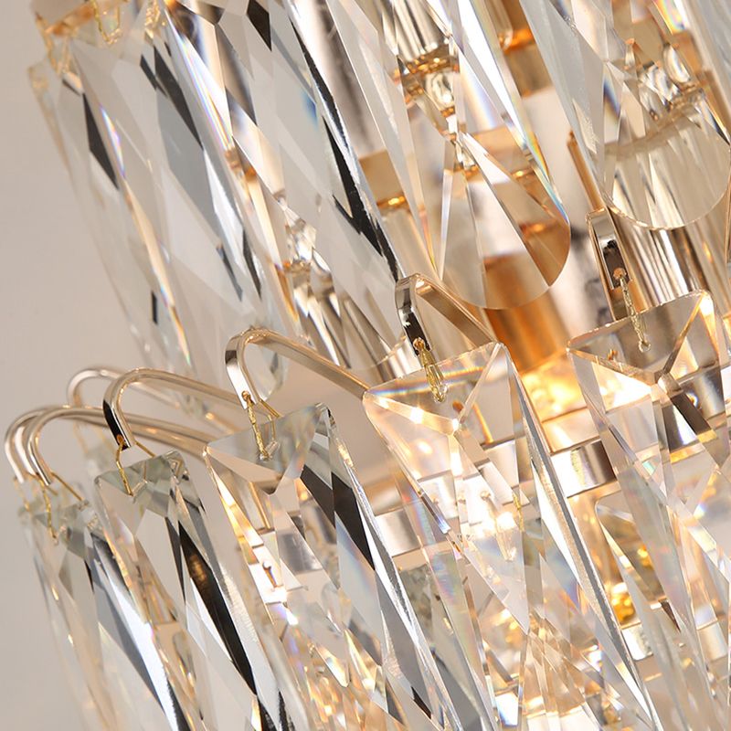 Unique Shade 3 Lights Wall Sconce Modern Style Crystal Wall Mount Light Fixture in Brass