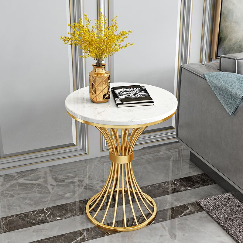 Round Minimalist Side End Table Gold Pedestal Sofa Corner Table