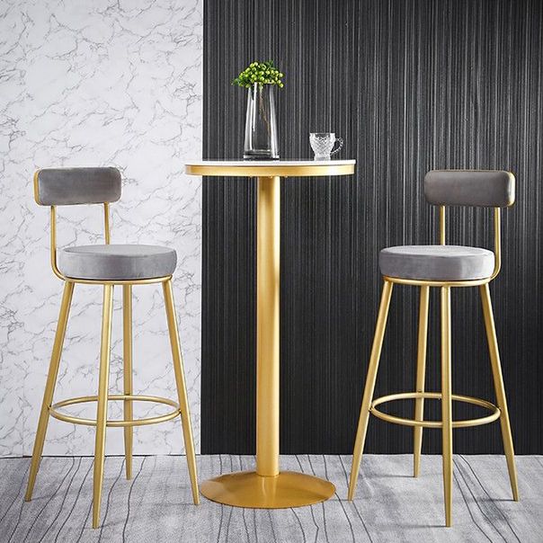 Scandinavian Upholstered Bar Stools Luxury Counter Stools with Metal Legs