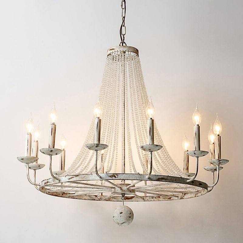 Candelabra Antique Candelabra Lighting Metal Pendant Light avec décoration de perles de cristal