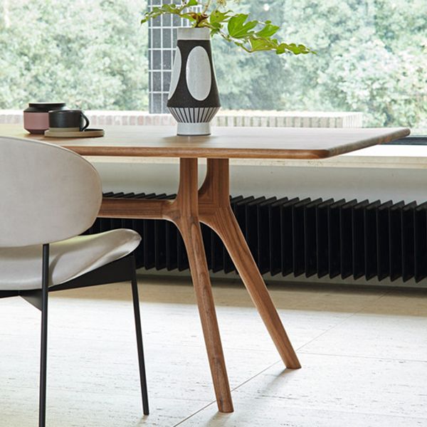 Rectangle Solid Wood Dining Table Industrial Brown Standard Dining Table with Trestle Base