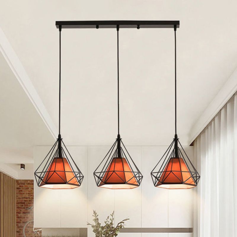 3 luci Diamond Cage Multi Cioncant Light Creative Industrial Metal Multi-Light Ciondolo per il ristorante