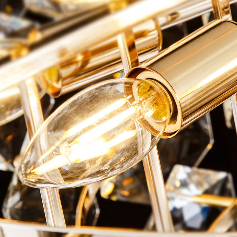 Tiered Wall Mounted Lighting Modern Clear Crystal 2 Lights Wall Sconce Light in Black