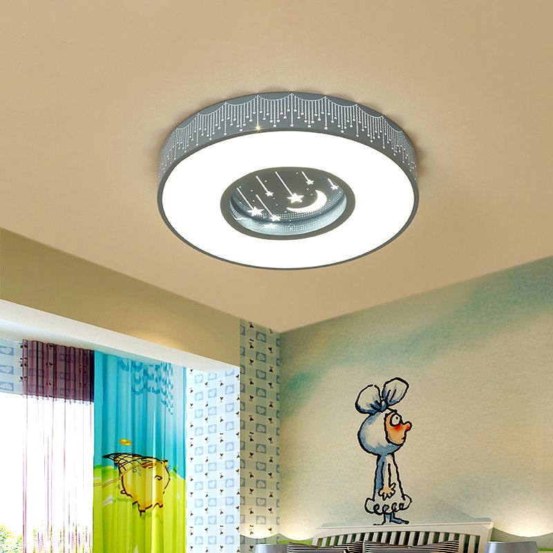 Plafonnier météore évidé moderne romantique acrylique rose/blanc/bleu LED lampe encastrée ronde, 16 "/ 19,5" W