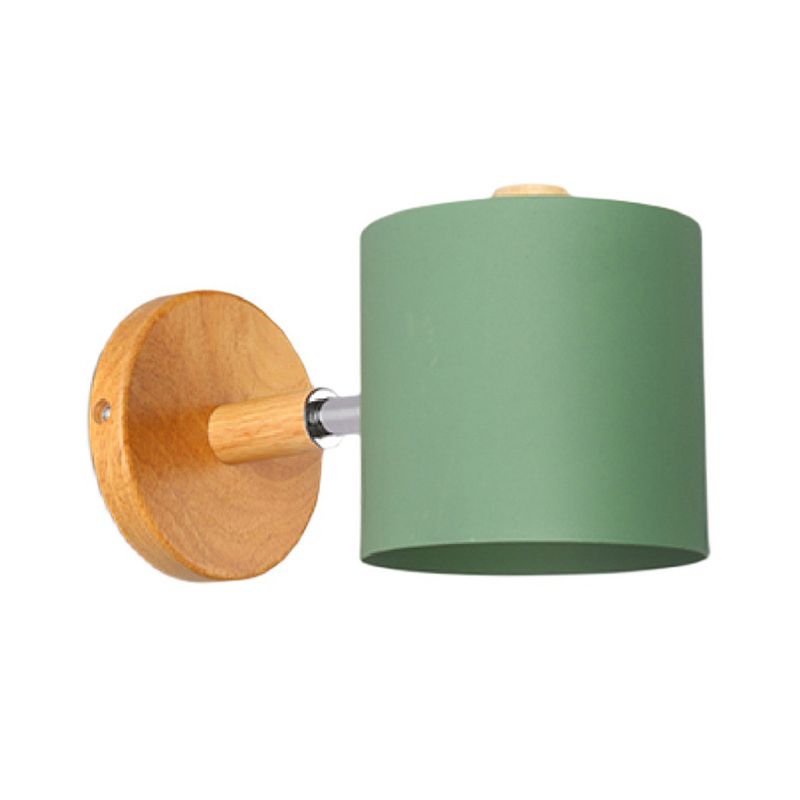 Nordic Style Solid Wood Wall Lamp 3-Colors Optional Macaroon Sconce Lights for Bedroom Living Room
