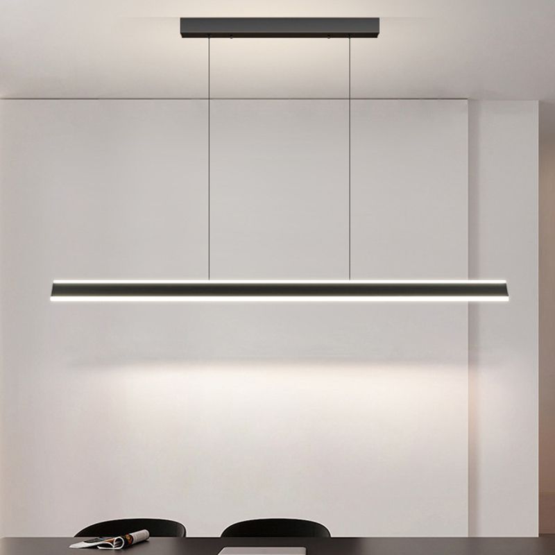 LED Modern Metal Pendant Lamp Linear Shape Island Light with Acrylic Shade for Living Room
