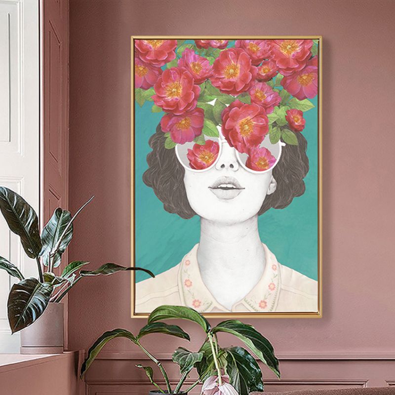 Textured Mixed Media Woman Canvas Nordic Wall Art Decor for Girls Bedroom, Optional Sizes