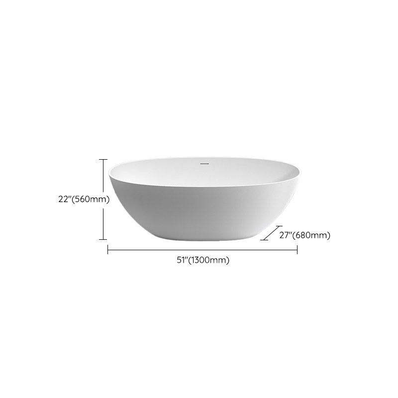 Modern Ellipse Stone Bathtub Freestand Soaking Bathtub with Drain Bath Tub