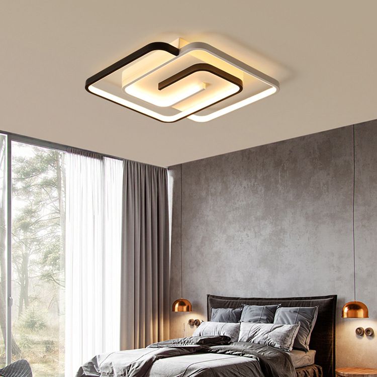 Square Semi Flush Mount Light Fixture Contemporary Acrylic Ceiling Light Fixture for Living Room