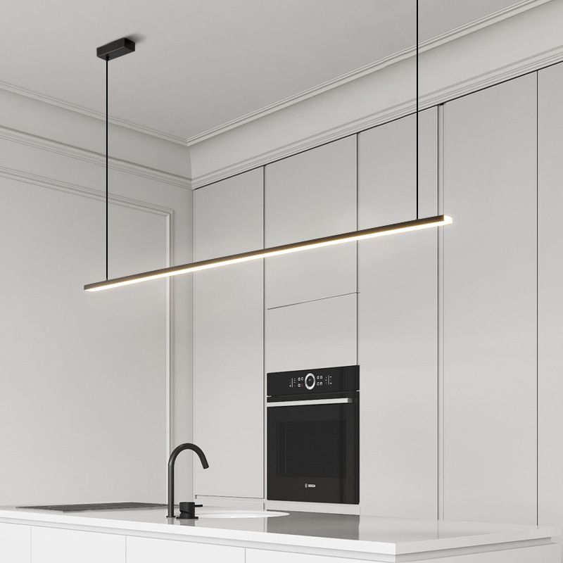 Contemporary Hanging Light Linear Metal Island Light Fixture for Dining Room