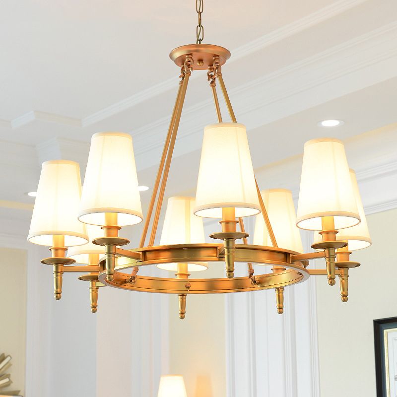 Fabric Contemporary Hanging Light Fixtures Wheel Ceiling Light for Living Room