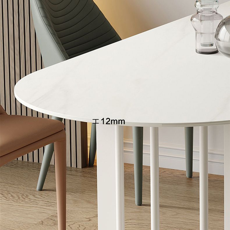 White Stone Top Dining Table Modern Dining Table with Sled Base