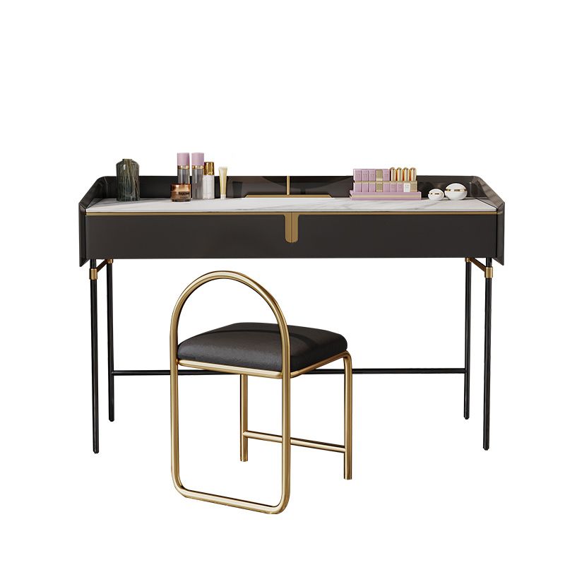 Modern Black Vanity Makeup Stone Top Dressing Table with Storage