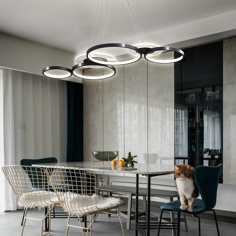Wrought Iron LED Hanging Lamp in Modern Creative Style Acrylic Linear Pendant Light for Interior Spaces