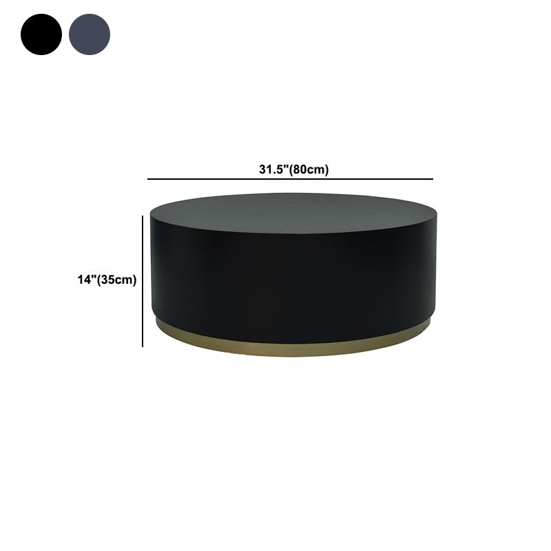 1 Single Round Coffee Table Drum Coffee Table in Black/Dark Grey