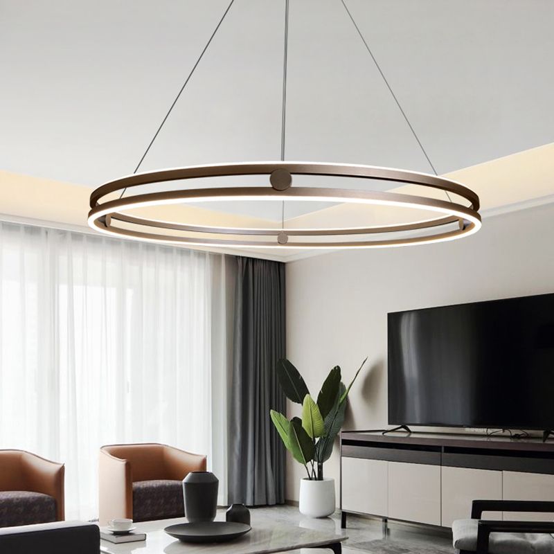 Contemporary Simple LED Hanging Pendant Light Silicone Linear Chandelier for Living Room