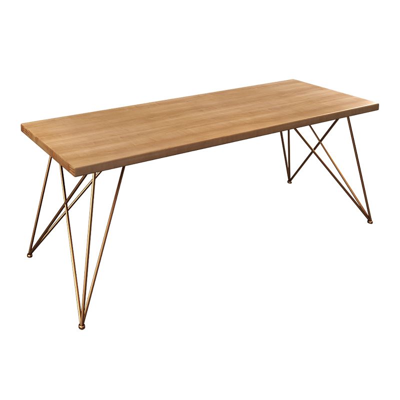 Rectangle Luxury Dining Table Wood Color Fixed Table of Solid Wood with 4 Legs
