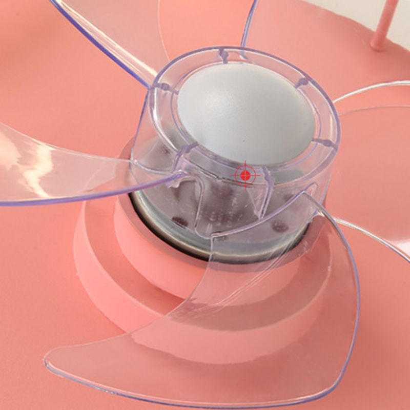 Loop Shaped Aluminum Fan Lighting Cartoon Pink Semi Flush Mounted Ceiling LED Light with Remote Control