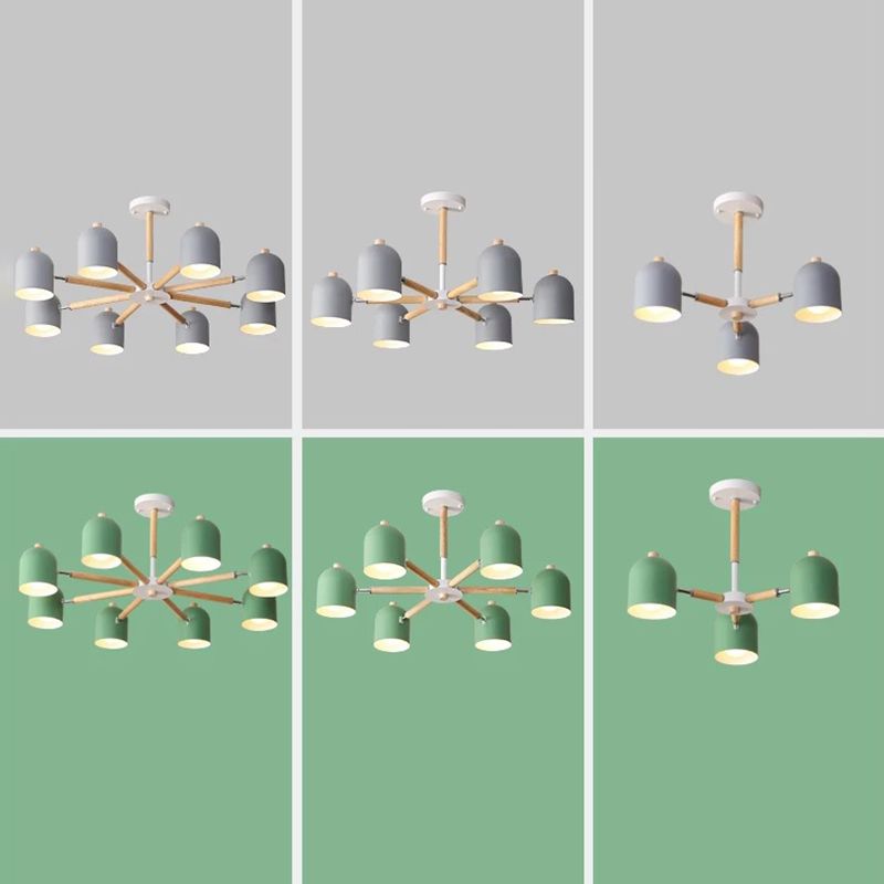 Lámpara colgante con cúpula de lámpara de lámpara de estilo macarrón con sombra de metal