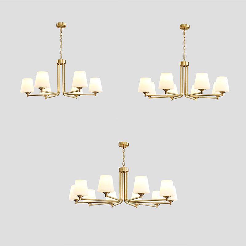 Moderne stijl conische plafondophanging verlichting multi -lichten melkglas plafond kroonluchter