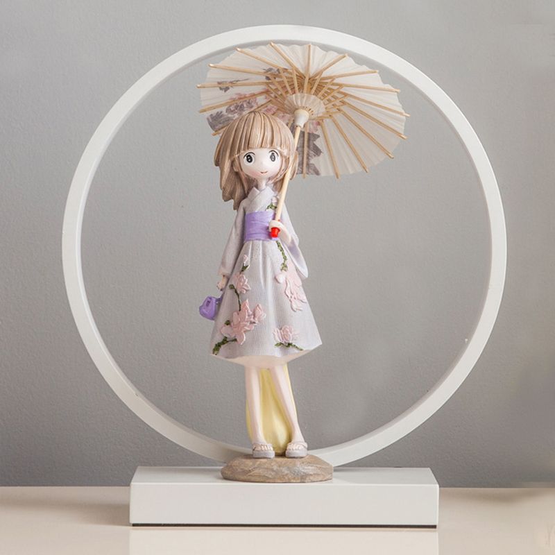 1 Light Circle Nightstand Lamp Modernism Metal Nightstand Lamps in White