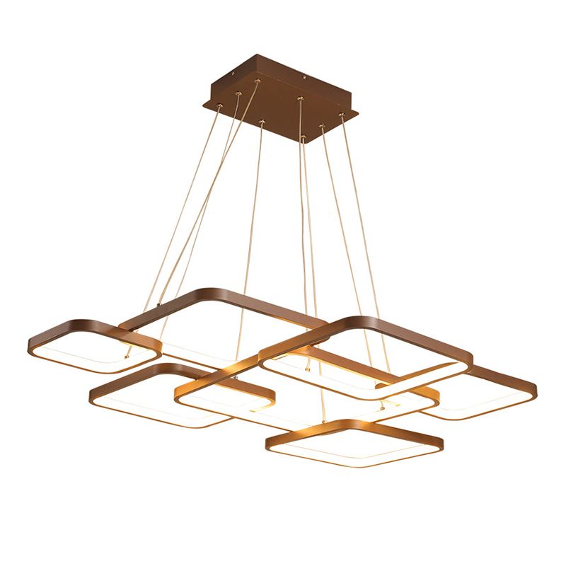 Brown Aluminum Hanging Pendant Lights Modern Hanging Lamps for Living Room