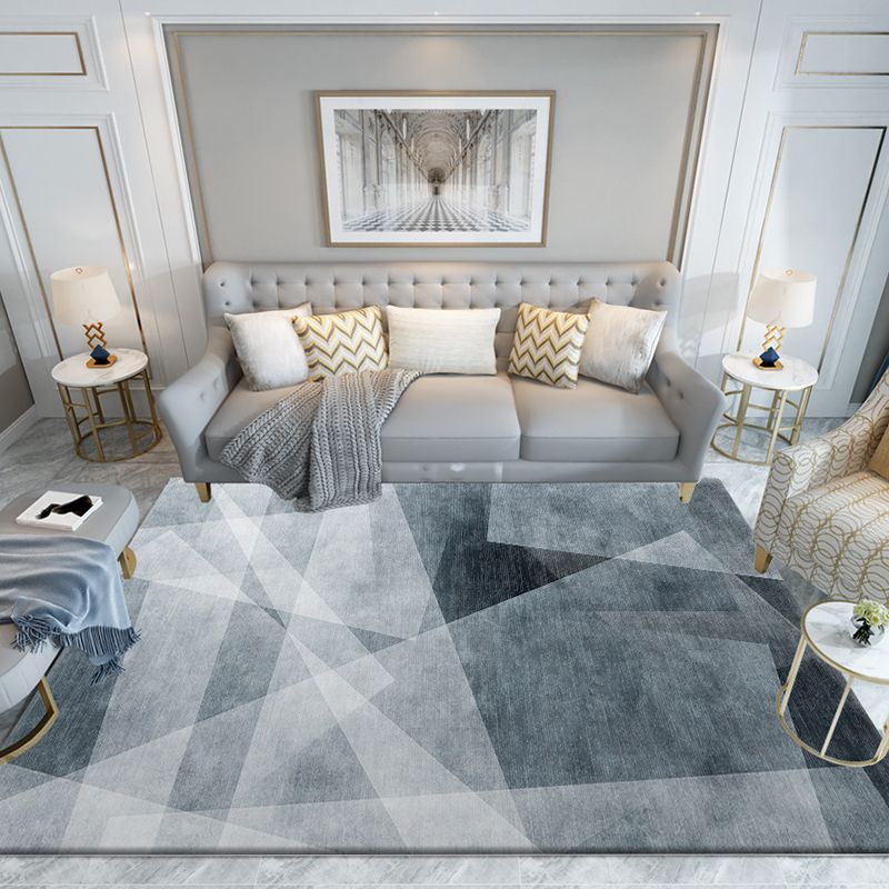 Minimalist Polyster Carpet Funky Geometric Pattern Rug Living Room Carpet with Non-Slip Backing