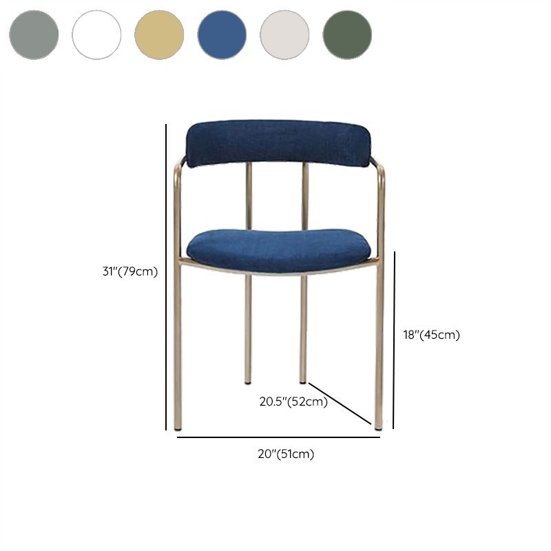 Luxurious Upholstered Arm Chair Open Back Side Velvet Chair with Metal Base