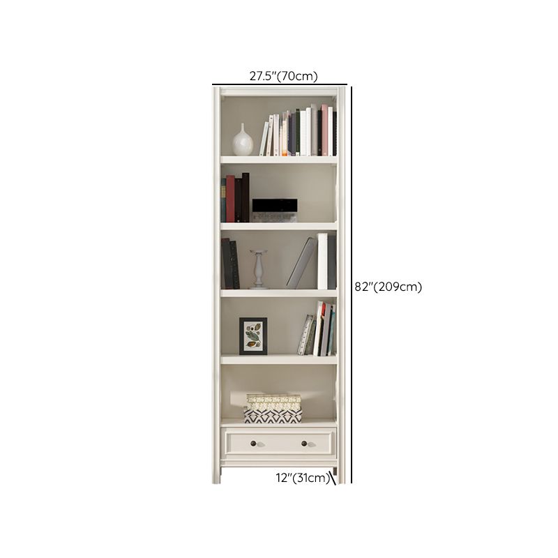 Standard Wooden Bookshelf Closed Back Contemporary Bookcase with Drawers