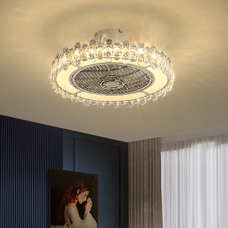 19,5 "W Crystal Crystal rond Semi Flush Simplicité LED PROSEMBLE PROSDE LAMPE FABE LAMPE en argent